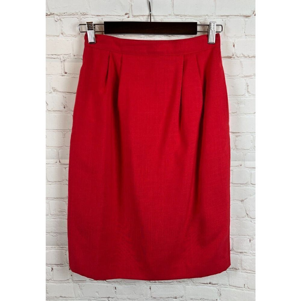 KAREN SCOTT Petites Y2K vintage red straight pencil trumpet classic skirt 6P